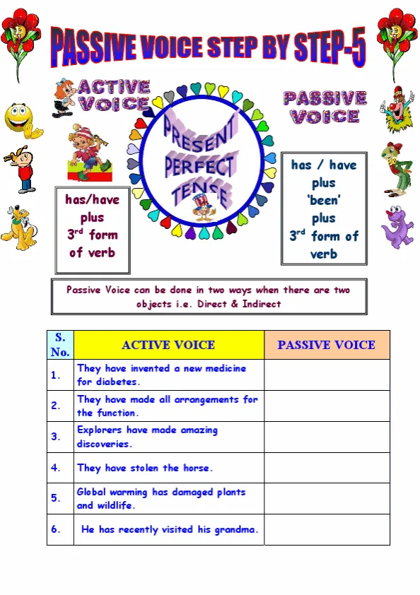 Passive Voice Step By Step Present Perfect Worksheet Preview