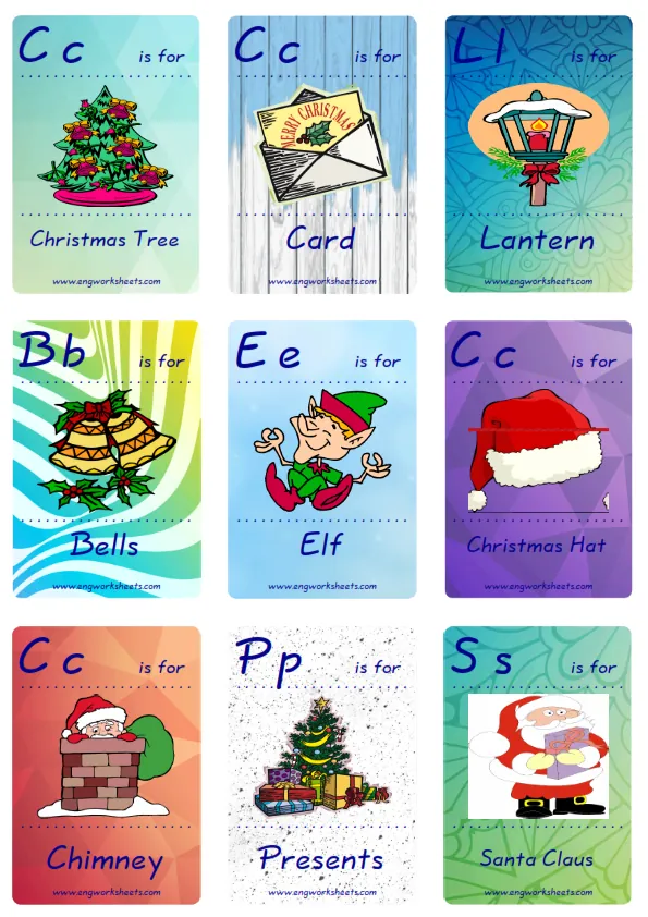 Mini size ESL Flashcard Christmas for kids and teachers. Worksheet Preview