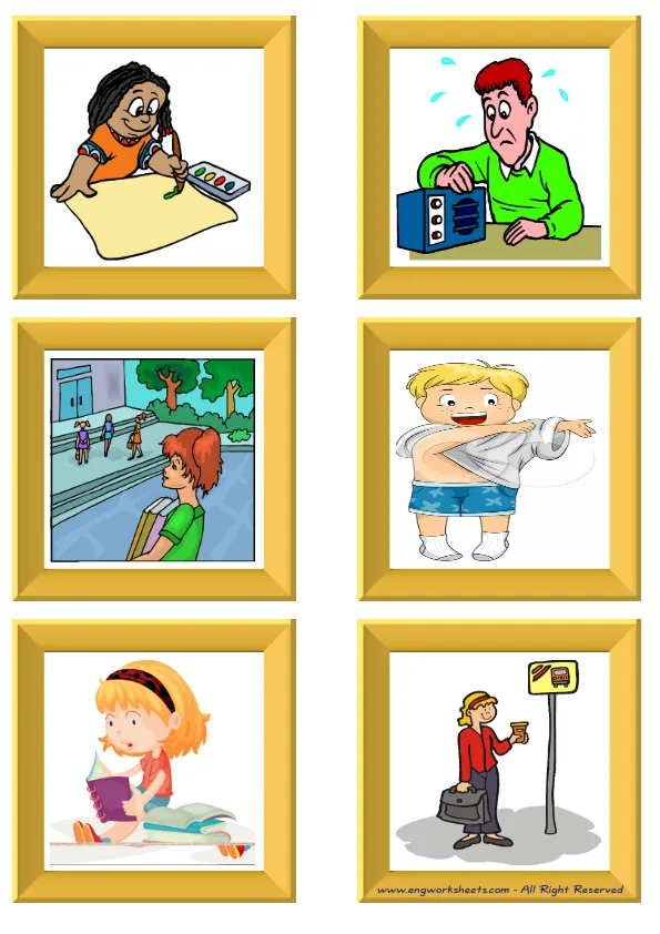 ESL Flashcard without words containing Daily Routine picture for kids and teachers. Worksheet Preview