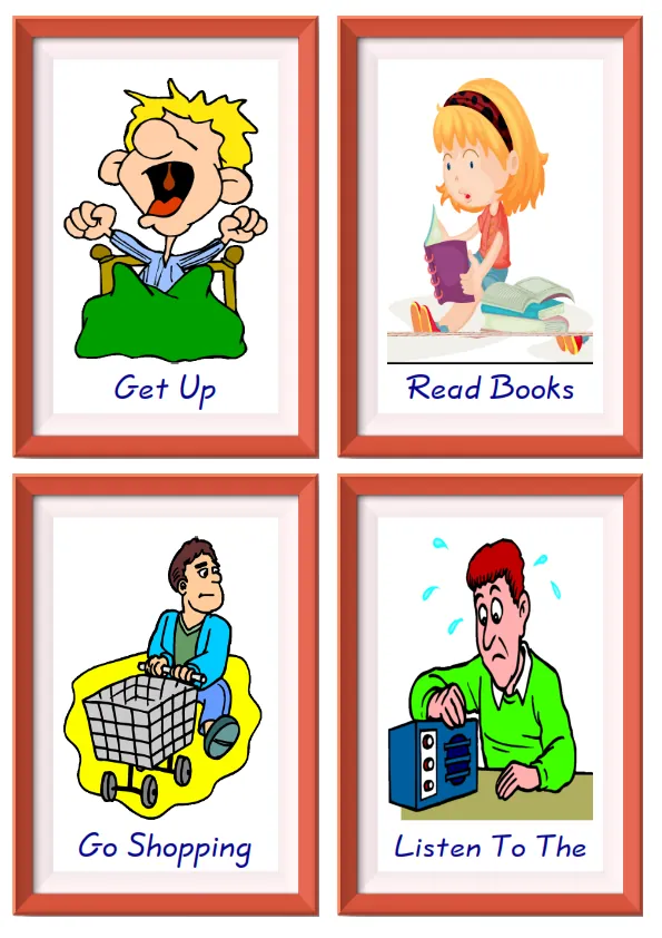 Quarter page ESL Flashcard together with words containing Daily Routine picture for kids and teachers. Worksheet Preview