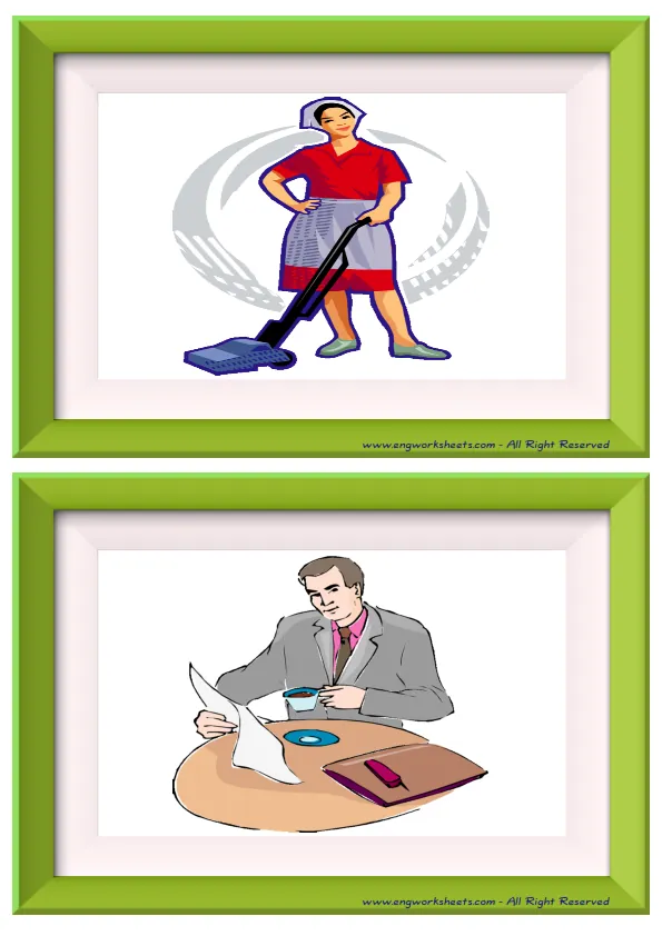 Half page ESL Flashcard without words containing Daily Routine picture for kids and teachers. Worksheet Preview