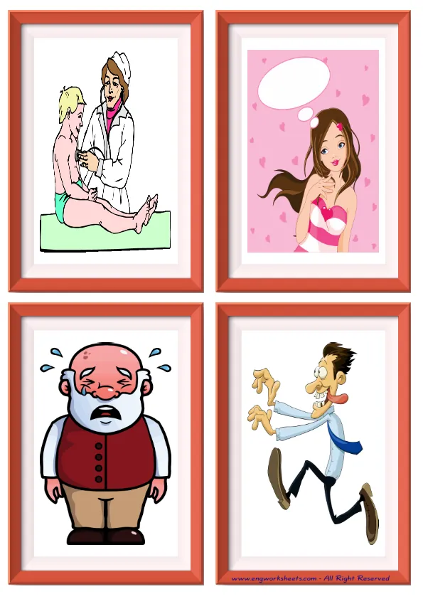 Quarter page ESL Flashcard without words containing Describing People picture for kids and teachers.