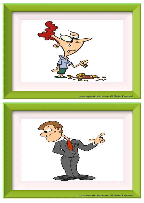 Half page ESL Flashcard without words containing Describing People picture for kids and teachers.