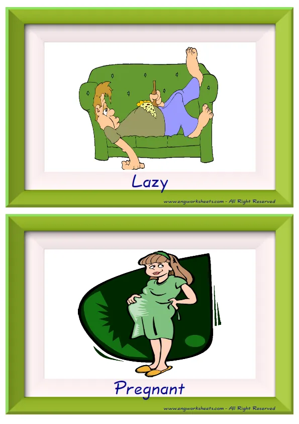 Half page ESL Flashcard together with words containing Describing People picture for kids and teachers.