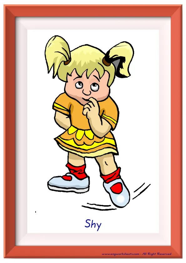 Full page ESL Flashcard together with words containing Feelings Emotions picture for kids and teachers. Worksheet Preview