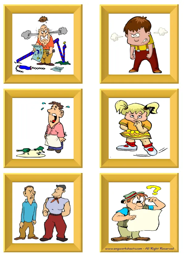 ESL Flashcard without words containing Feelings Emotions picture for kids and teachers. Worksheet Preview