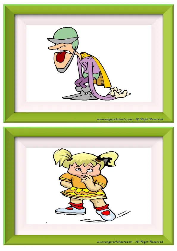 Half page ESL Flashcard without words containing Feelings Emotions picture for kids and teachers. Worksheet Preview