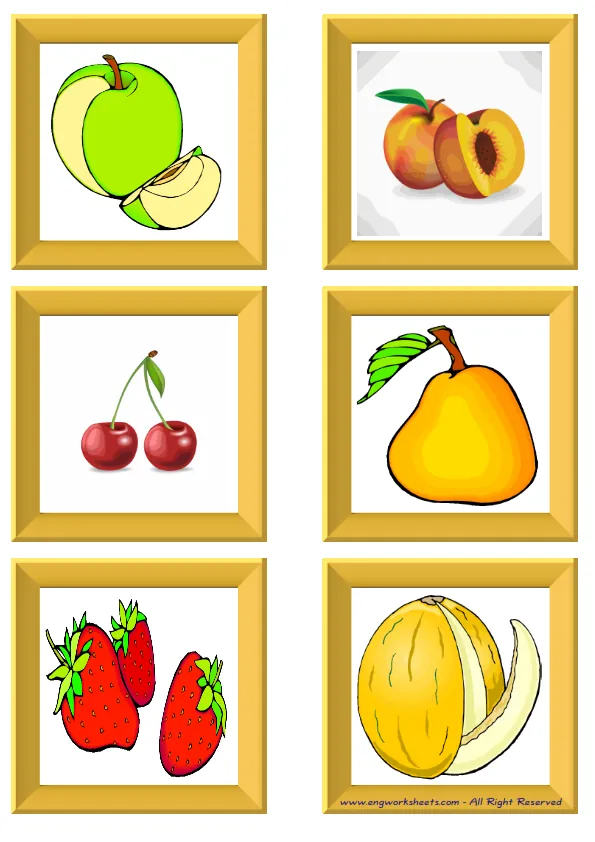 ESL Flashcard without words containing Fruits picture for kids and teachers. Worksheet Preview