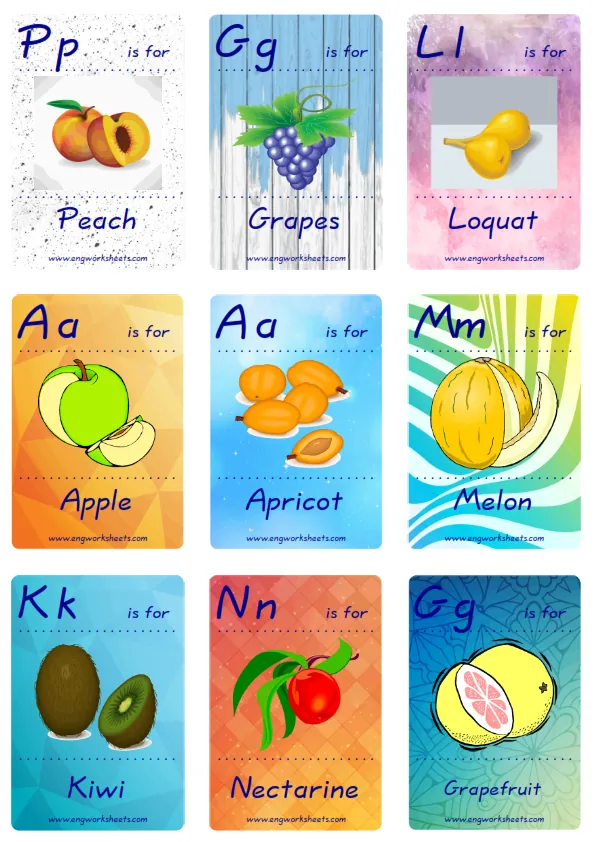 Mini size ESL Flashcard Fruits for kids and teachers. Worksheet Preview