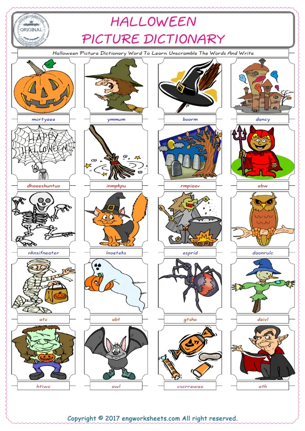 Halloween ESL Worksheets For kids, the exercise worksheet of finding the words given complexly and supplying the correct one. Worksheet Preview