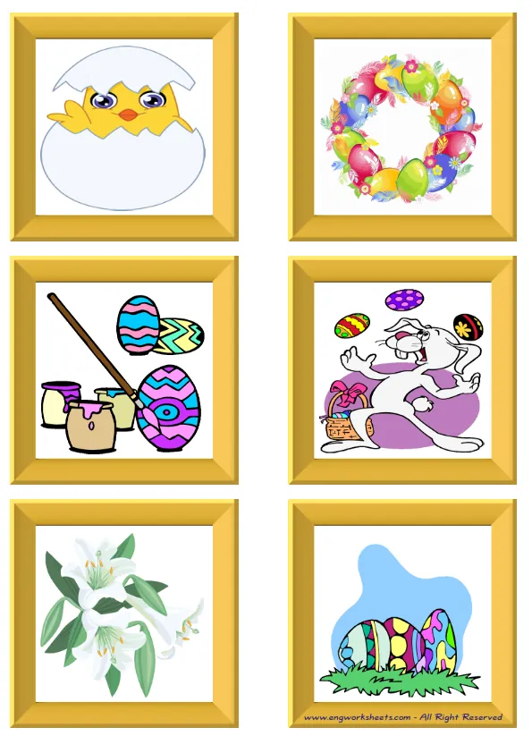 ESL Flashcard without words containing Happy Easter picture for kids and teachers. Worksheet Preview