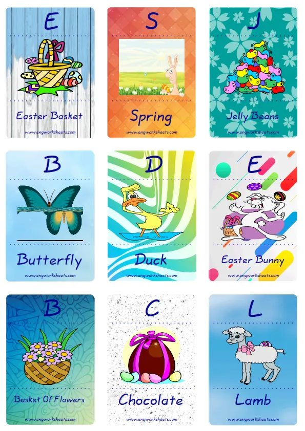Mini size enjoyable ESL Flashcard Happy Easter for kids and teachers. Worksheet Preview