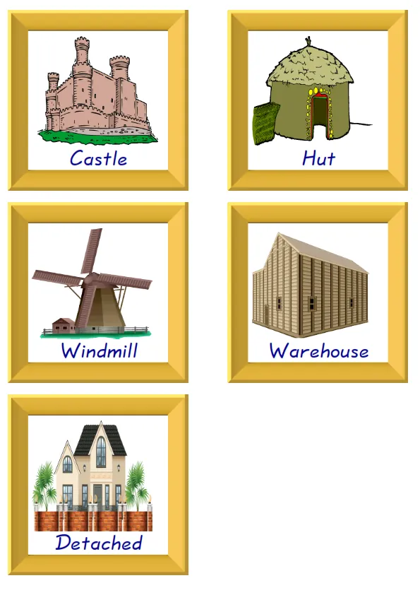 ESL Flashcard together with words containing Houses Homes picture for kids and teachers.