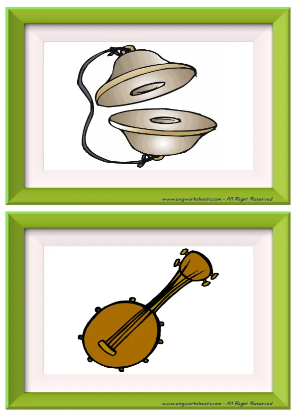 Half page ESL Flashcard without words containing Musical Instruments picture for kids and teachers.