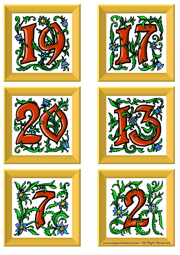 ESL Flashcard without words containing Number picture for kids and teachers. Worksheet Preview