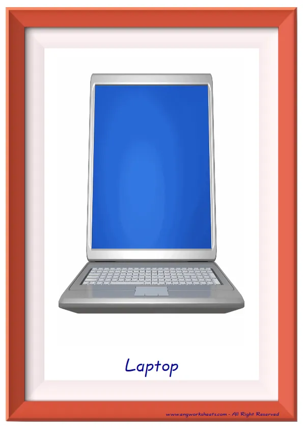 Full page ESL Flashcard together with words containing Office picture for kids and teachers.