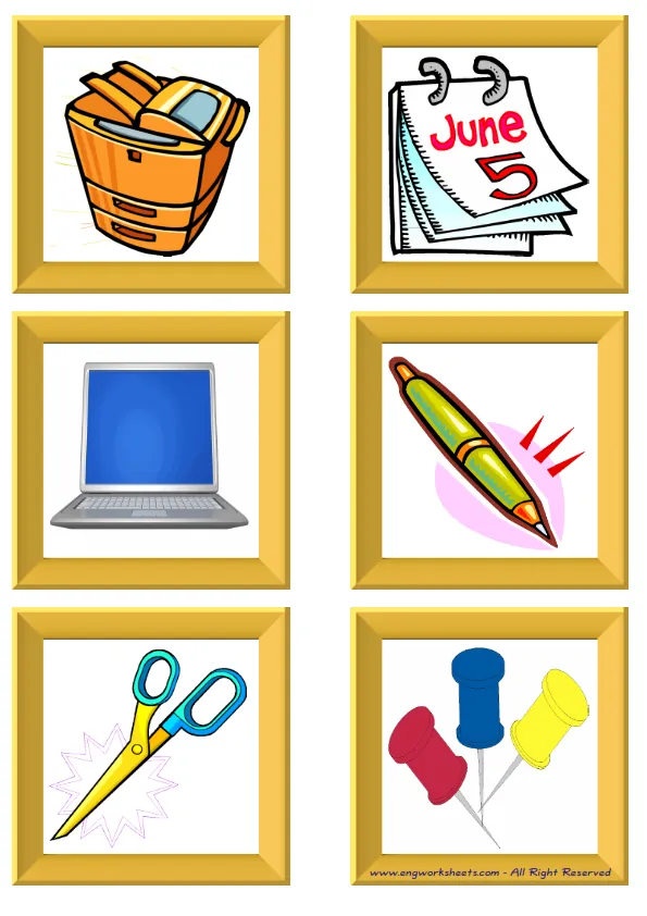 ESL Flashcard without words containing Office picture for kids and teachers.