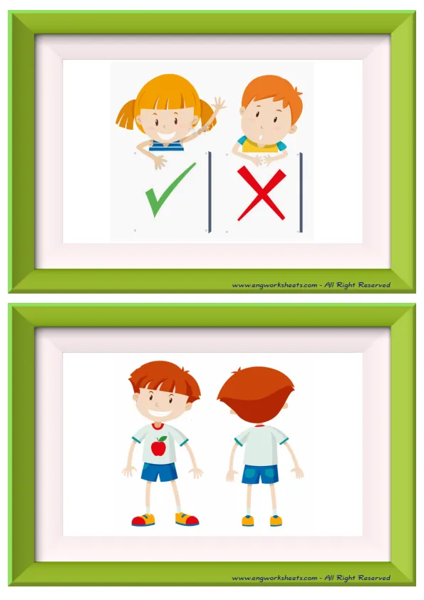Half page ESL Flashcard without words containing Opposites picture for kids and teachers. Worksheet Preview
