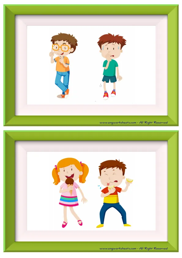 Half page ESL Flashcard without words containing Opposites picture for kids and teachers. Worksheet Preview