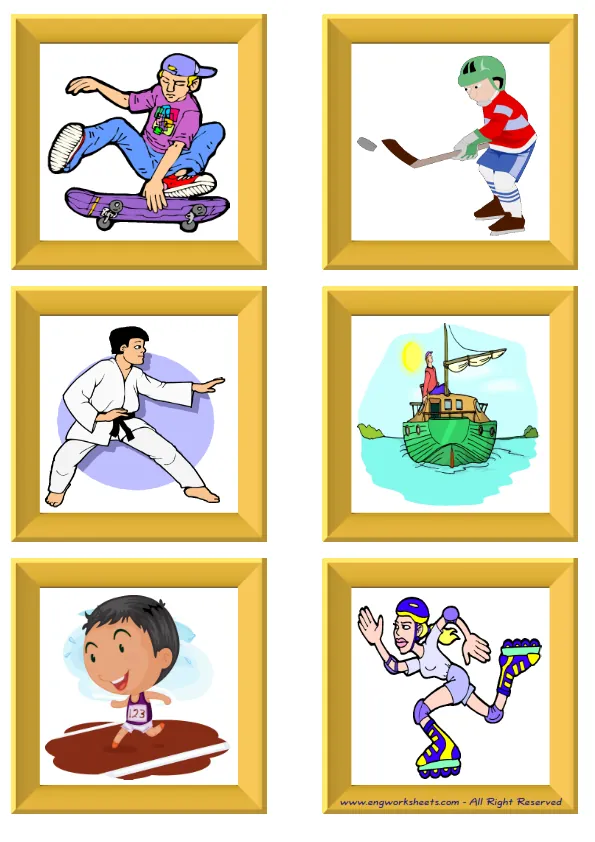 ESL Flashcard without words containing Sports picture for kids and teachers. Worksheet Preview