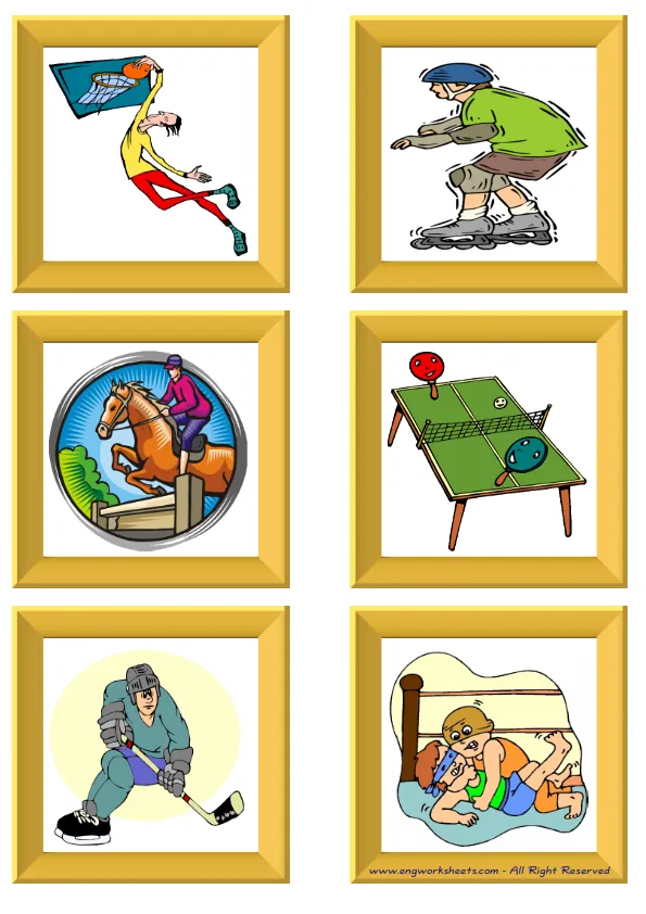 ESL Flashcard without words containing Sports picture for kids and teachers.