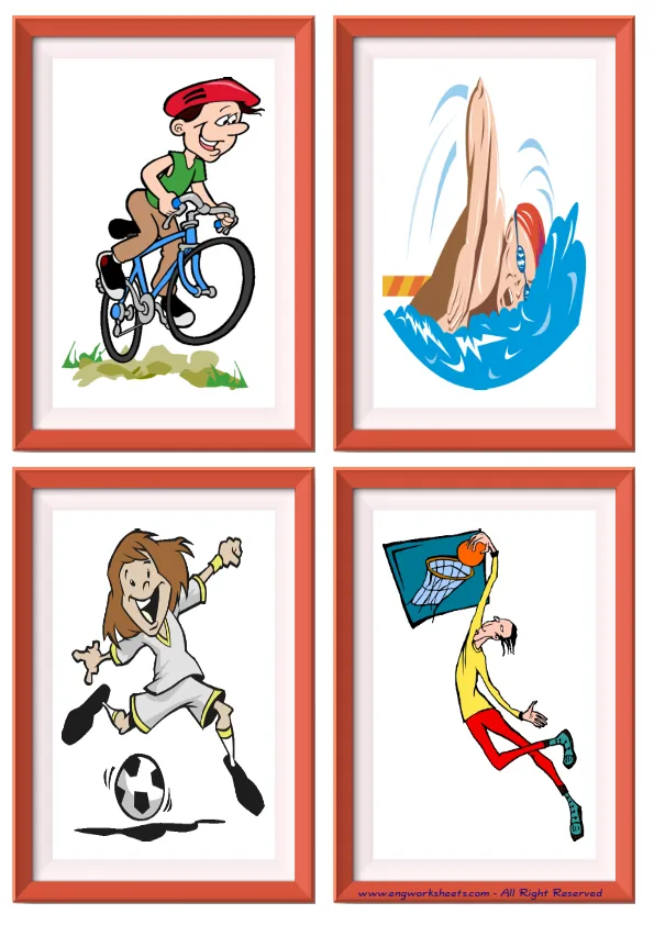Quarter page ESL Flashcard without words containing Sports picture for kids and teachers.