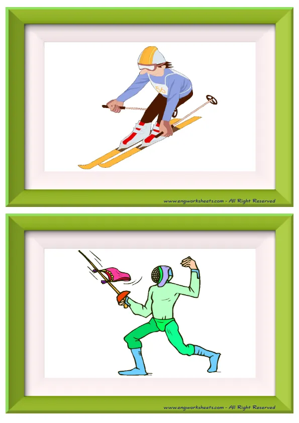 Half page ESL Flashcard without words containing Sports picture for kids and teachers.