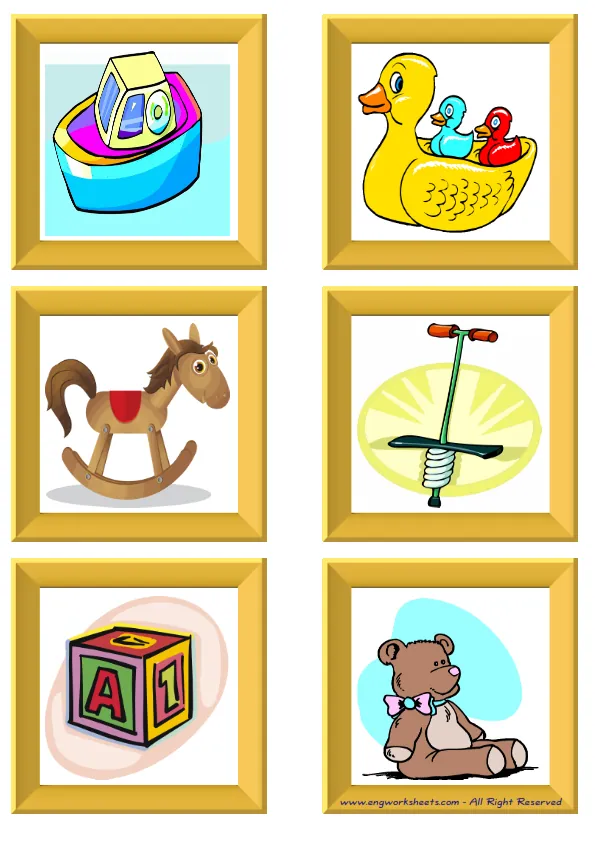 ESL Flashcard without words containing Toys picture for kids and teachers. Worksheet Preview