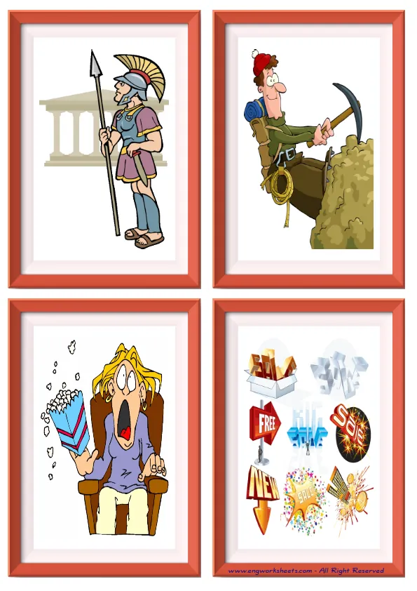 Quarter page ESL Flashcard without words containing Tv Programmes picture for kids and teachers. Worksheet Preview