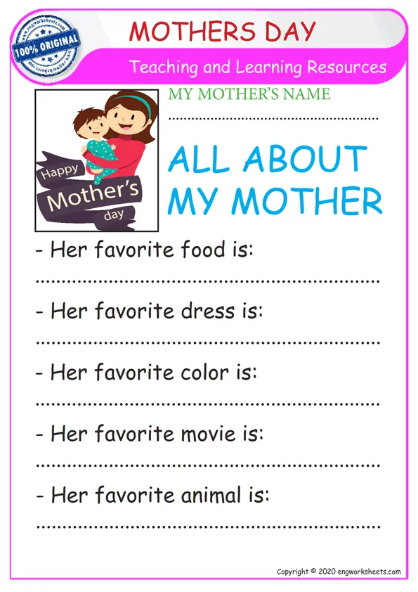 Happy Mothers Day Worksheet Preview