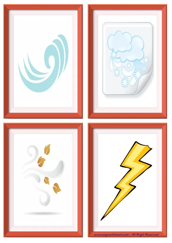 Quarter page ESL Flashcard without words containing Weather picture for kids and teachers.