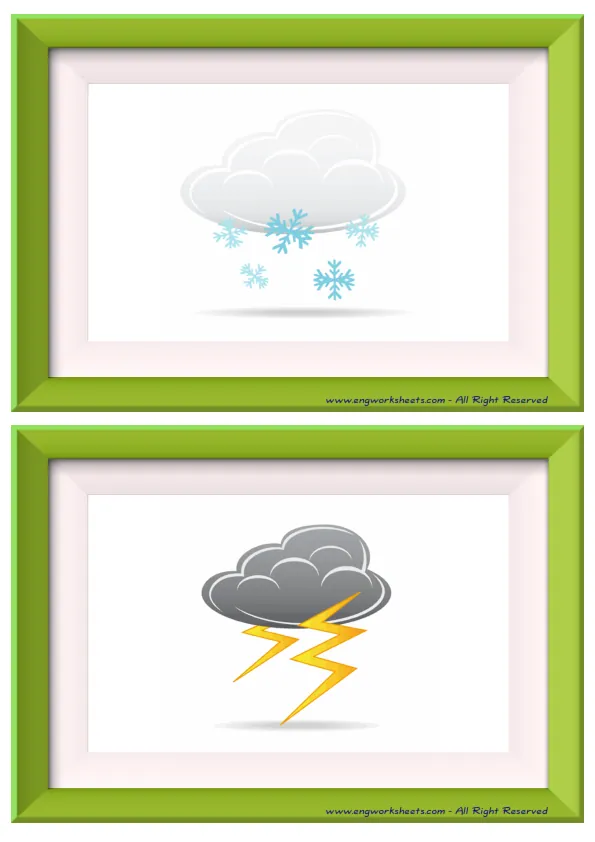 Half page ESL Flashcard without words containing Weather picture for kids and teachers.