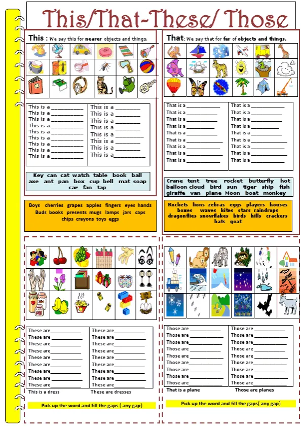 Demonstratives This That These Those Worksheet Preview