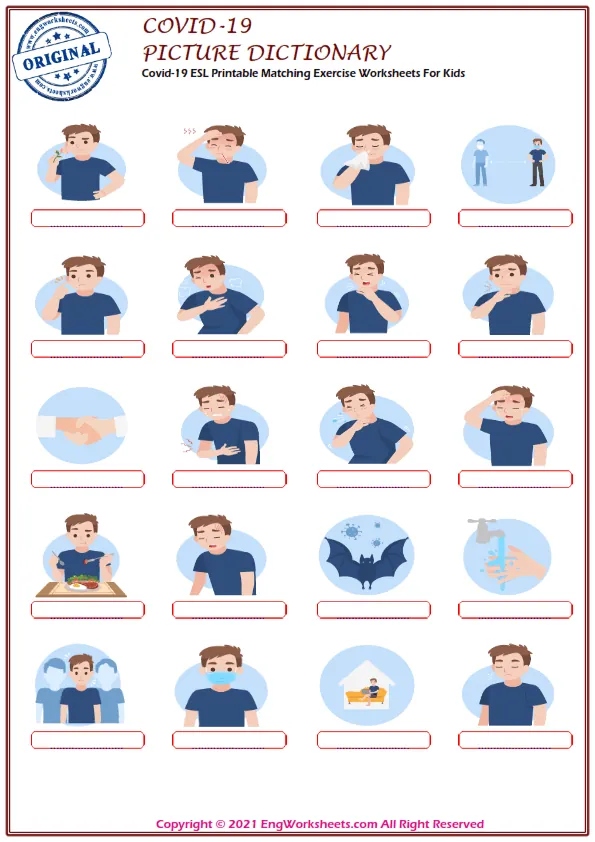 Covid-19 ESL Printable Matching Exercise Worksheets For Kids Worksheet Preview