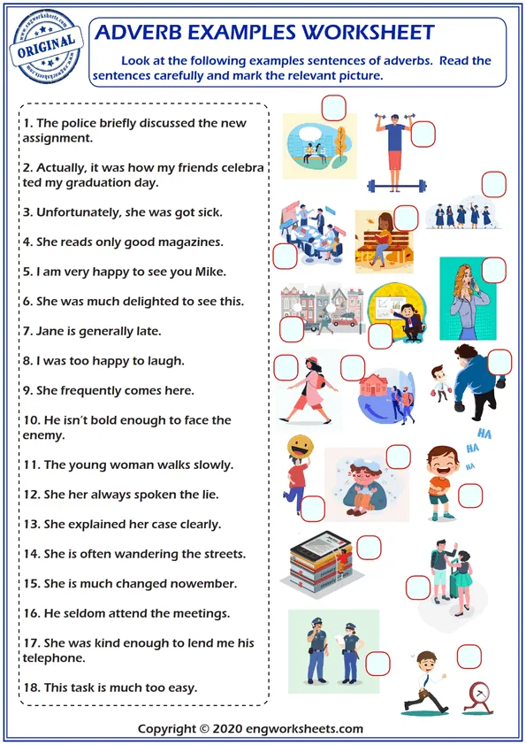 Adverb Examples Worksheet Worksheet Preview