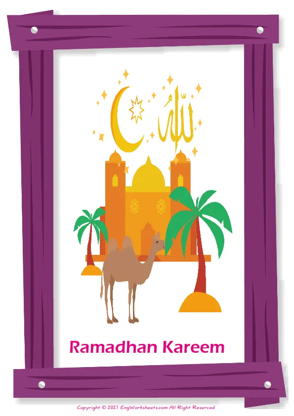 Eid and Ramadan English vocabulary worksheet with full-page words Worksheet Preview