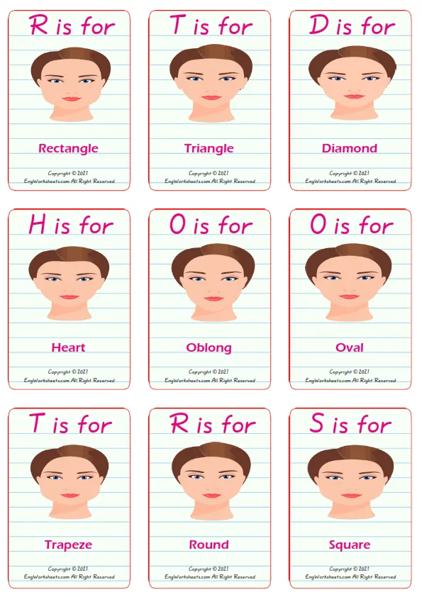 Face Shapes ESL Vocabulary Matching Exercise Worksheet For Kids Worksheet Preview