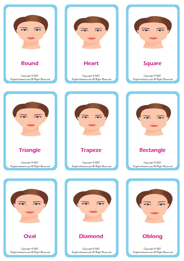 Face Shapes ESL Printable Unscramble the Words Worksheet For Kids Worksheet Preview