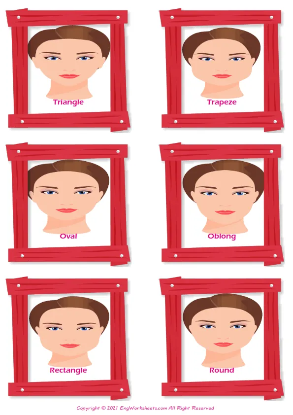 Face Shapes ESL Printable Multiple Choice Test. Worksheet Preview