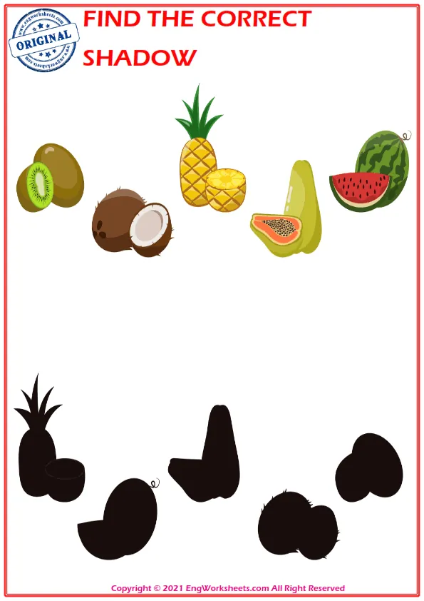 Find the correct shadow educational matching game worksheets for children Worksheet Preview