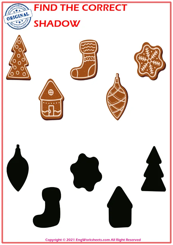 Find the correct shadow educational matching game worksheets for children Worksheet Preview