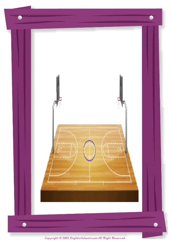 Full-page wordless Basketball English vocabulary worksheet Worksheet Preview