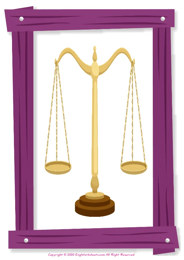 Full-page wordless Law and Justice English vocabulary worksheet Worksheet Preview