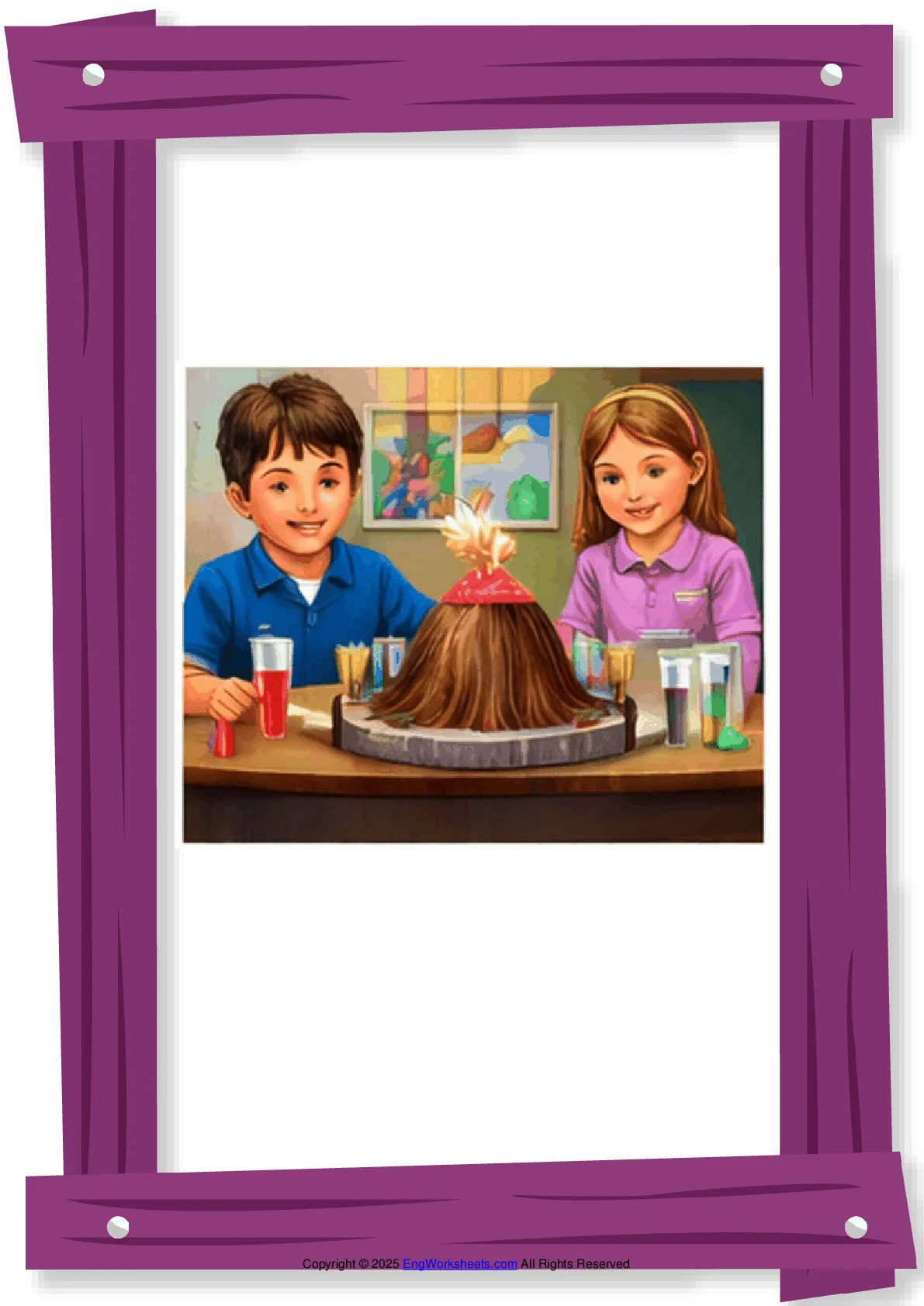 Full-page wordless School Life (Activities) English vocabulary worksheet Worksheet Preview