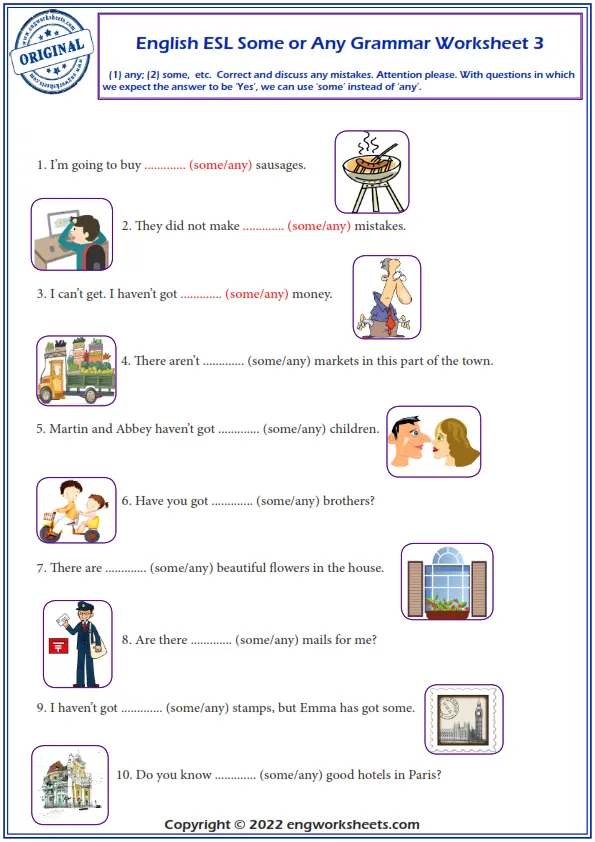 English Esl Some Or Any Grammar Worksheet 3 Worksheet Preview
