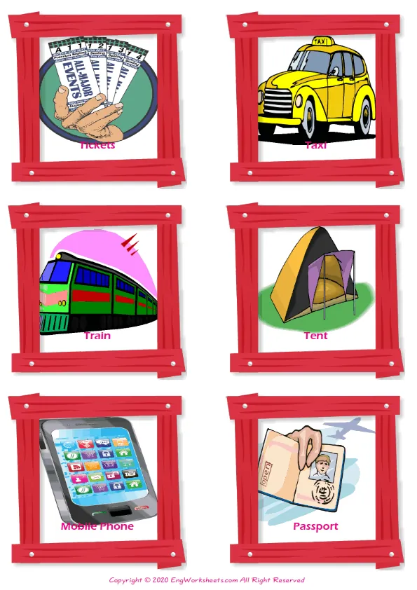 Holiday vocabulary worksheet with words, six images per page Worksheet Preview