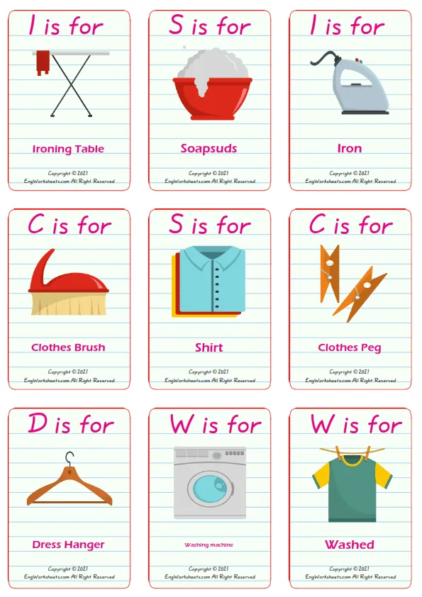 Laundry Room ESL Printable Unscramble the Words Worksheet. Worksheet Preview