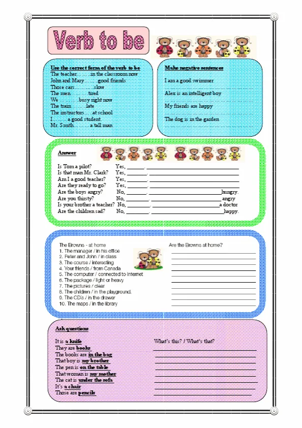 Verb To Be Worksheet Preview