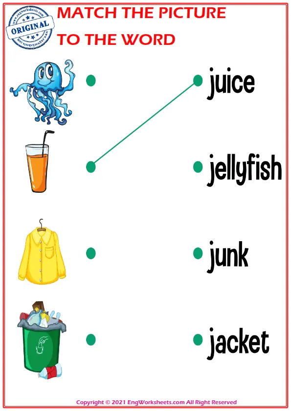 Match the picture to the word worksheet for children Worksheet Preview