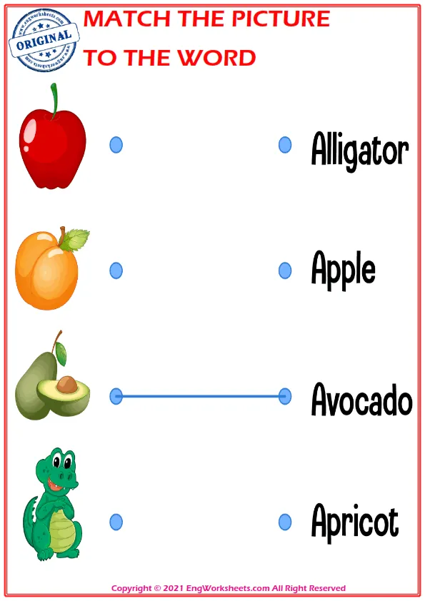 Match the picture to the word worksheet for children Worksheet Preview